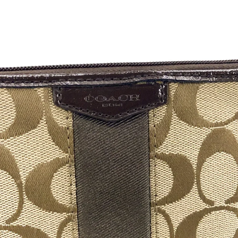 COACH Signature Canvas Wristlet Pouch w/Leather Trim - Picture 5 of 15